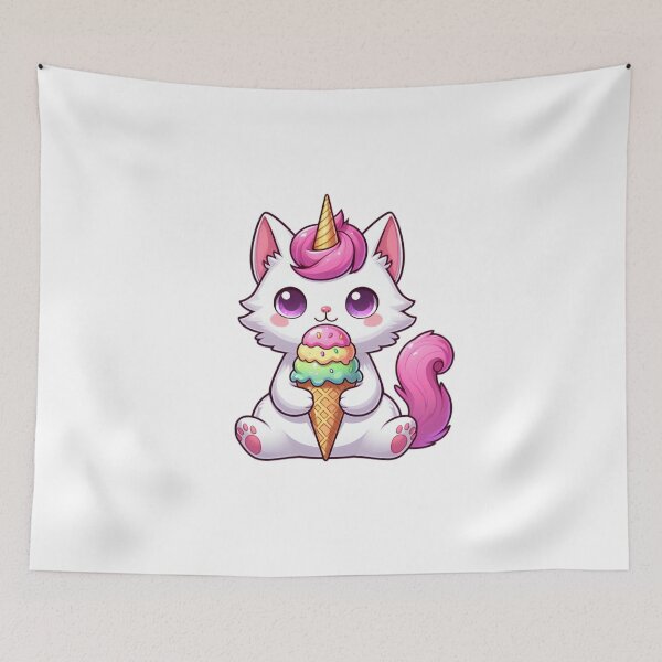 Item preview, cat unicorn eating ice cream designed and sold by jkrphoto.