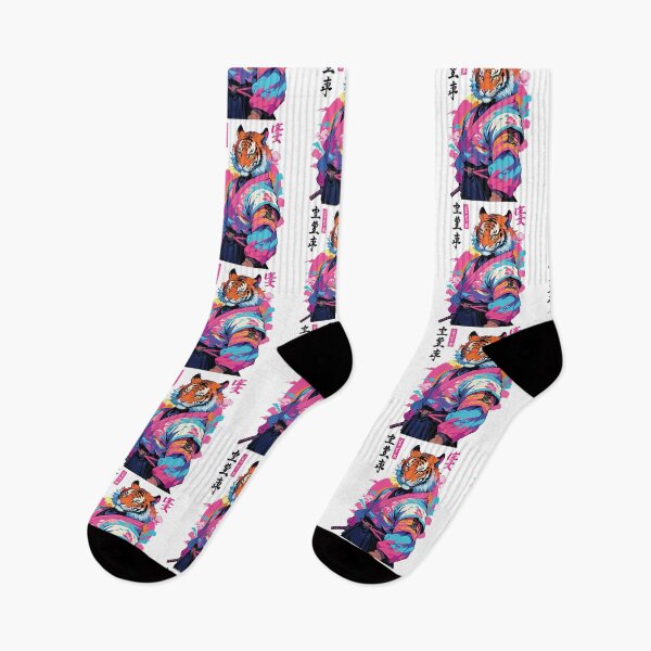 Item preview, Tiger Yokai Vaporwave Aesthetic Samurai Art designed and sold by LuminOrb.