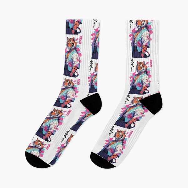 Item preview, Tiger Yokai Vaporwave Aesthetic Samurai Art designed and sold by LuminOrb.