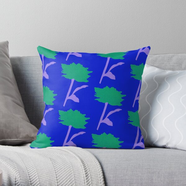 City of Roses: Cobalt Blue, Celadon & Ice Pink Throw Pillow