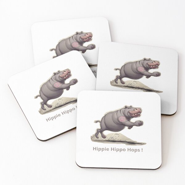 Item preview, Hippie Hippo Hops - Jumping Hippopotamus Cartoon designed and sold by KielArt.