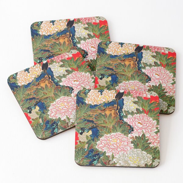 Item preview,  Botan shoukinzu CLOSEUP - Peonies and birds (Colorful Realm of Living Beings) by Ito Jakuchu designed and sold by EmeraldeaArt.