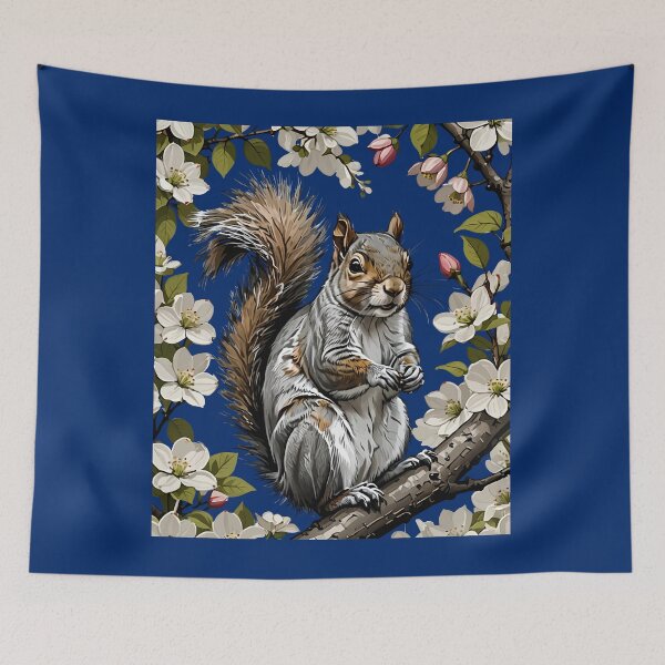 Item preview, An Eastern Gray Squirrel Surrounded By Flowering Dogwood designed and sold by taiche.