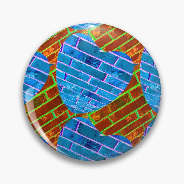 Item preview, Red Blue Brick Wall Photography / Blue Brick Heart Wall Photography designed and sold by Victoria Rose.