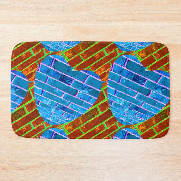 Item preview, Red Blue Brick Wall Photography / Blue Brick Heart Wall Photography designed and sold by Victoria Rose.