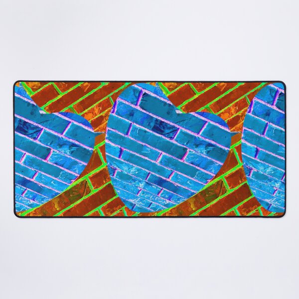 Item preview, Red Blue Brick Wall Photography / Blue Brick Heart Wall Photography designed and sold by Victoria Rose.
