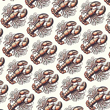 Artwork thumbnail, Retro Lobster Pattern by hellcom