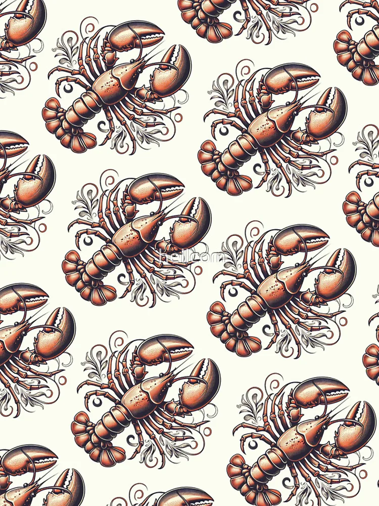 Thumbnail 4 of 4, iPhone Case, Retro Lobster Pattern designed and sold by hellcom.