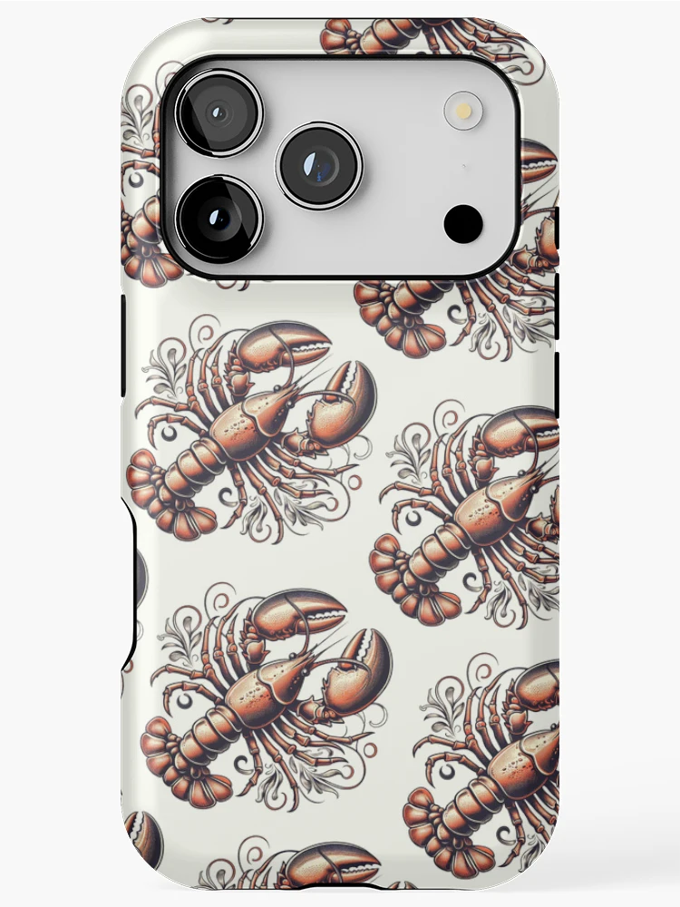 Thumbnail 1 of 4, iPhone Case, Retro Lobster Pattern designed and sold by hellcom.