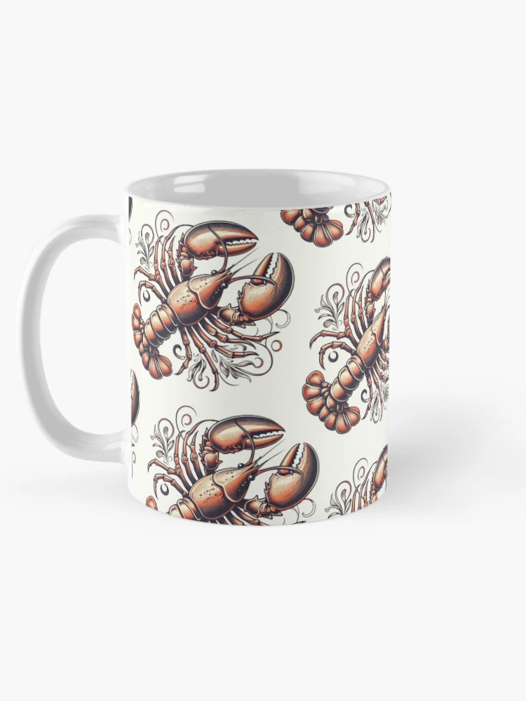 Thumbnail 5 of 6, Coffee Mug, Retro Lobster Pattern designed and sold by hellcom.