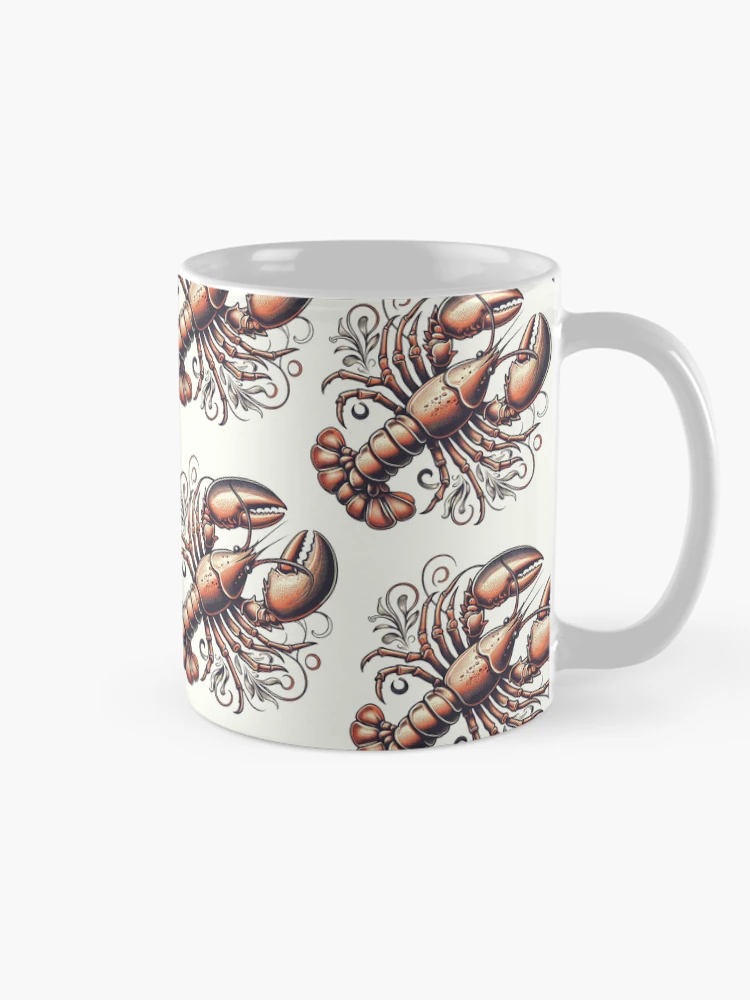 Thumbnail 3 of 6, Coffee Mug, Retro Lobster Pattern designed and sold by hellcom.