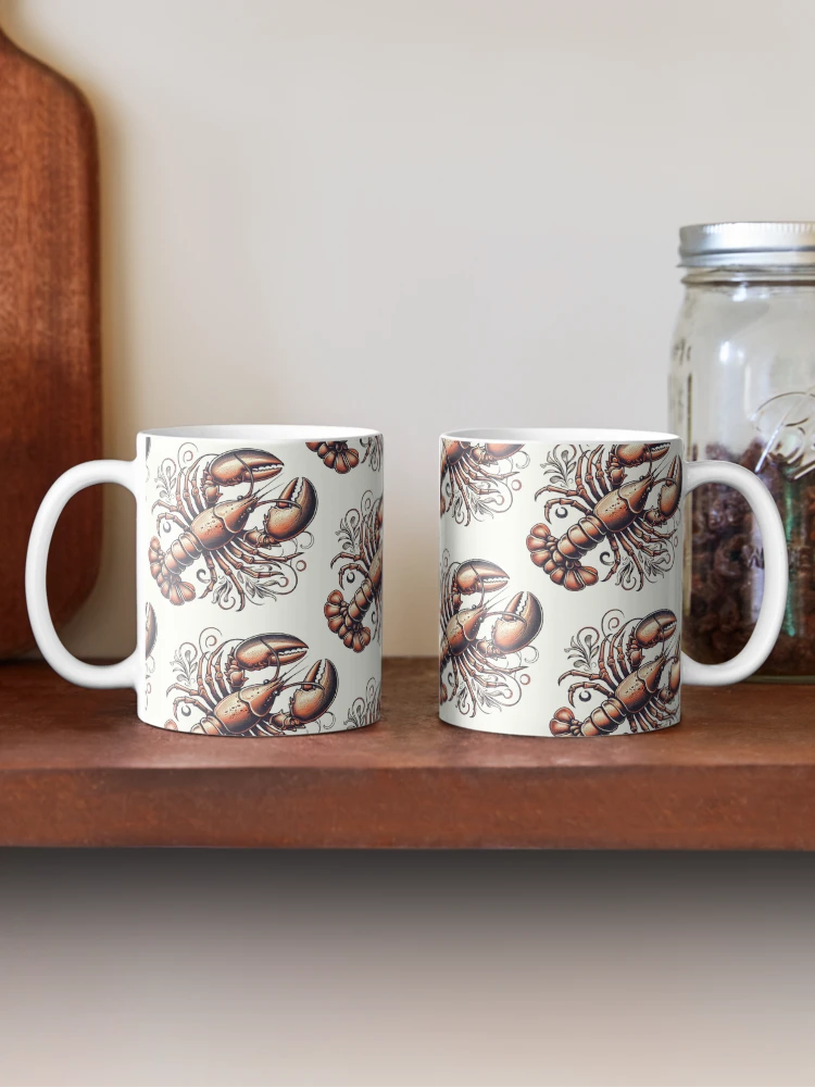 Thumbnail 2 of 6, Coffee Mug, Retro Lobster Pattern designed and sold by hellcom.