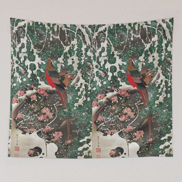 Item preview, Golden Pheasants in Snow by Ito Jakuchu designed and sold by EmeraldeaArt.