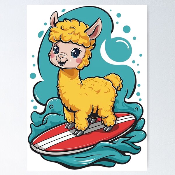 Item preview, Alpaca on Surfboard designed and sold by likbatonboot.
