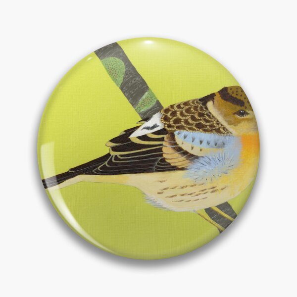 Item preview, A brambling perched on a branch with patches of green lichen designed and sold by BrianEydenArt.