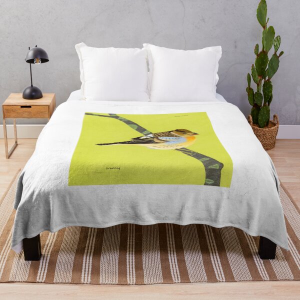 Item preview, A brambling perched on a branch with patches of green lichen designed and sold by BrianEydenArt.