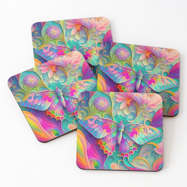 Item preview, Psychedelic Butterfly and Chrysanthemums designed and sold by Lee Hiller Designs.