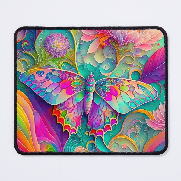 Item preview, Psychedelic Butterfly and Chrysanthemums designed and sold by Lee Hiller Designs.