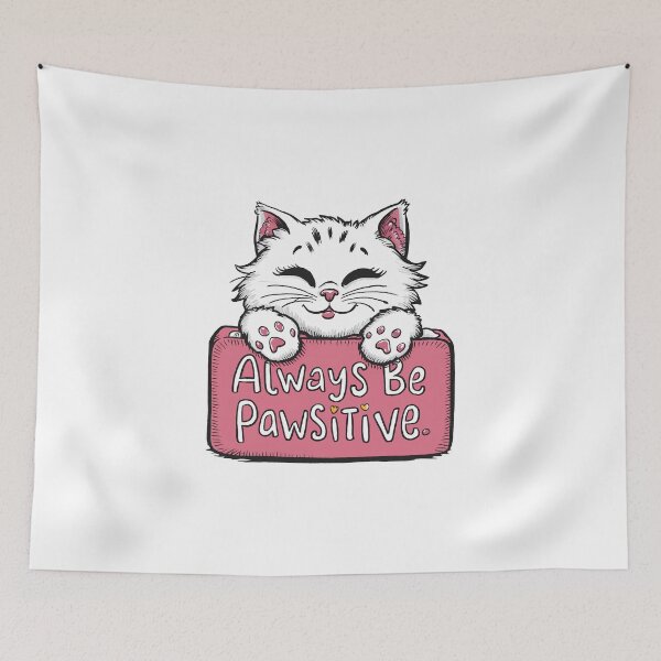 Item preview, Pawsitive Cat positivity kitten motivational feline kawaii inspiring designed and sold by w1ckerman.