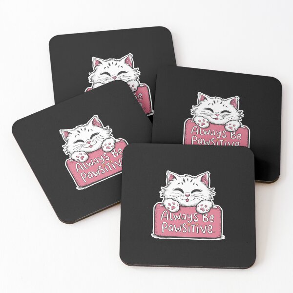 Item preview, Pawsitive Cat positivity kitten motivational feline kawaii inspiring designed and sold by w1ckerman.