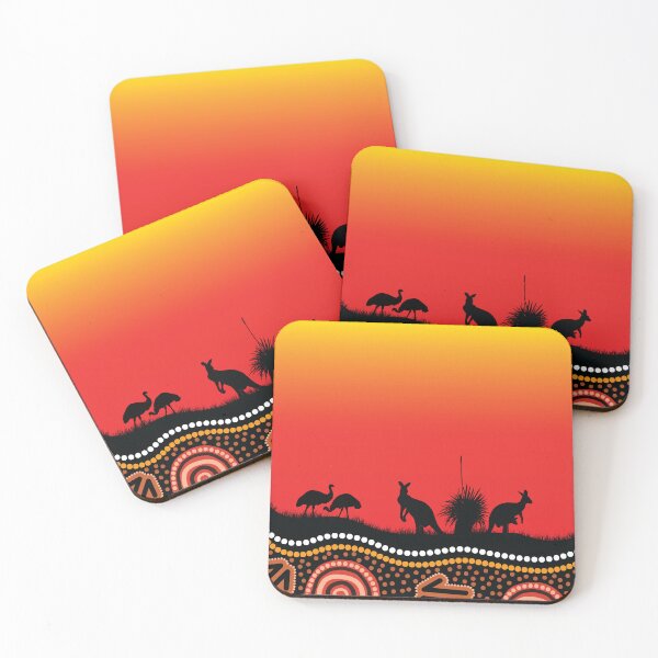 Item preview, Authentic Aboriginal Art - Outback sunset designed and sold by HogarthArts.