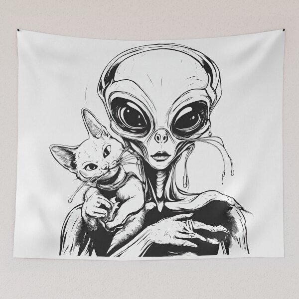 Item preview, Alien Cat - alien love, alien tattoo, cat mom designed and sold by abeautifulife.