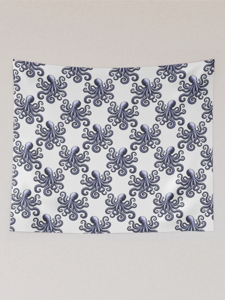 Thumbnail 2 of 3, Tapestry, Retro Octopus Pattern designed and sold by hellcom.