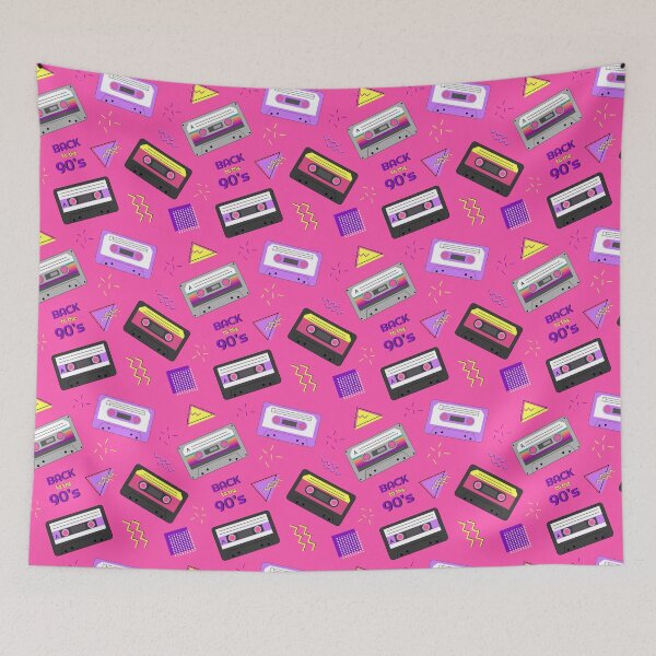 Item preview, Bright seamless pattern in the style of the 90s with audio cassettes.  designed and sold by Mariana Shymkovych.