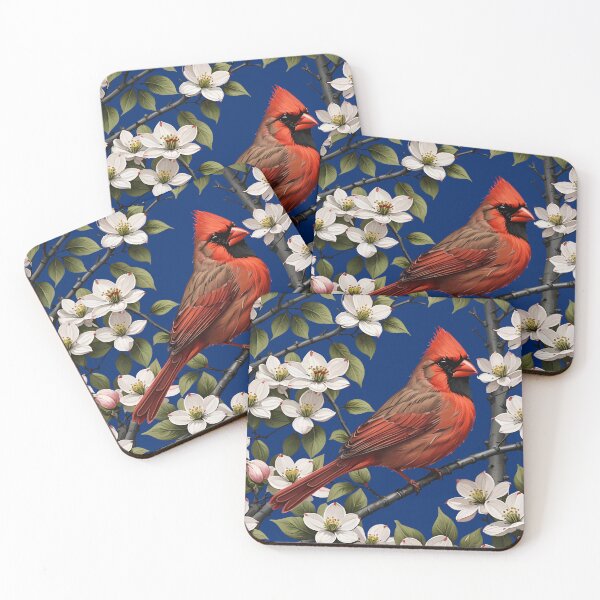 Item preview, Red Cardinal Bird Surrounded By Flowering Dogwood designed and sold by taiche.