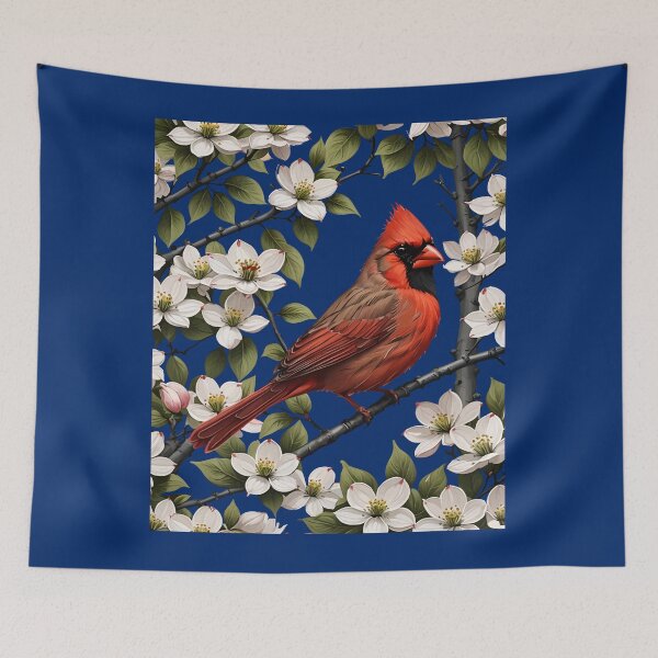 Item preview, Red Cardinal Bird Surrounded By Flowering Dogwood designed and sold by taiche.