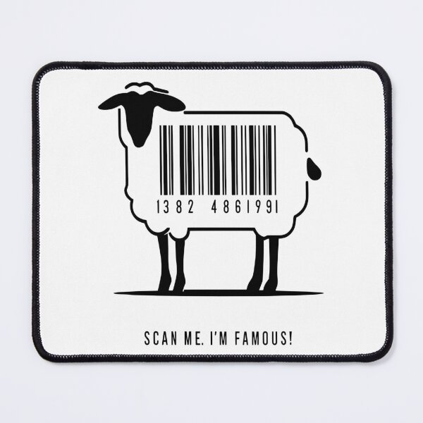 Item preview, Scan This Sheep for a Blast from the Past, sheep in black designed and sold by SplashTastic.