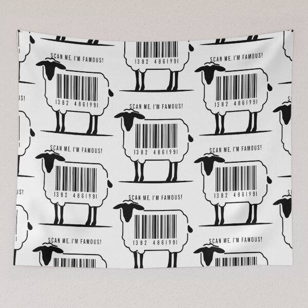 Item preview, Scan This Sheep for a Blast from the Past, sheep in black designed and sold by SplashTastic.
