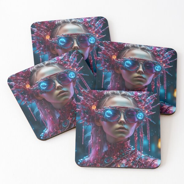 Item preview, Glamorous Woman in Neon Glasses, sparkling & stylish clothes designed and sold by ShaViArt.