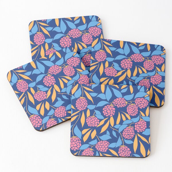 Item preview, Abstract red fruit blue and yellow leaves pattern designed and sold by xiao xuans.