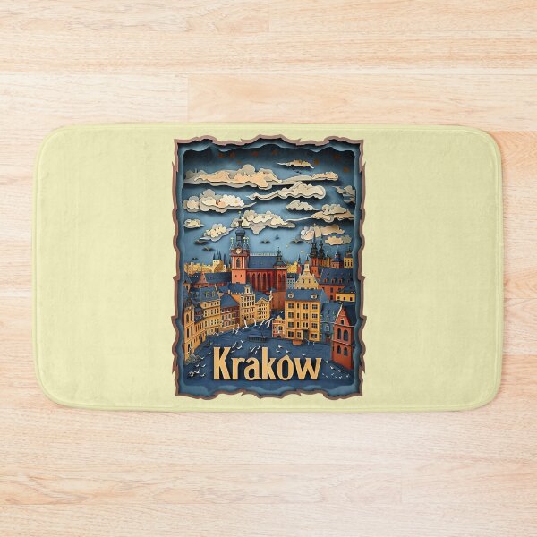 Item preview, Krakow Poland - Vintage European Travel Poster designed and sold by Emaga Digital Studio.