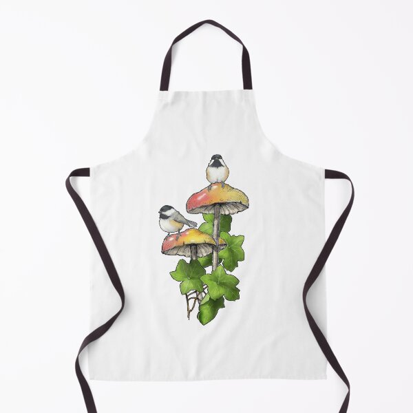Item preview, Chickadees On Mushrooms with Ivy Leaves, Freehand Fantasy Art, Birds designed and sold by JoyfulWhimsy.