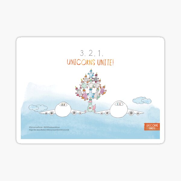 3, 2, 1, Unicorns Unite! Sticker
