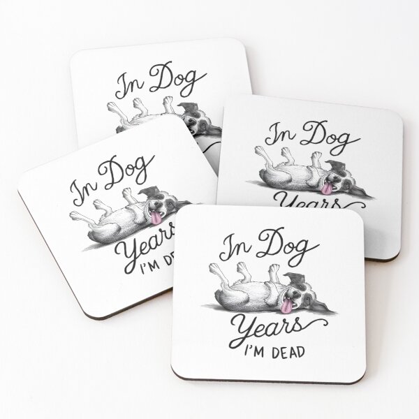 Item preview, Dead in dog years, funnyfits, funnyfits70, dog, humor, funny, canine, dead, old, tee, sticker, illustration, silly designed and sold by FunnyFits70.