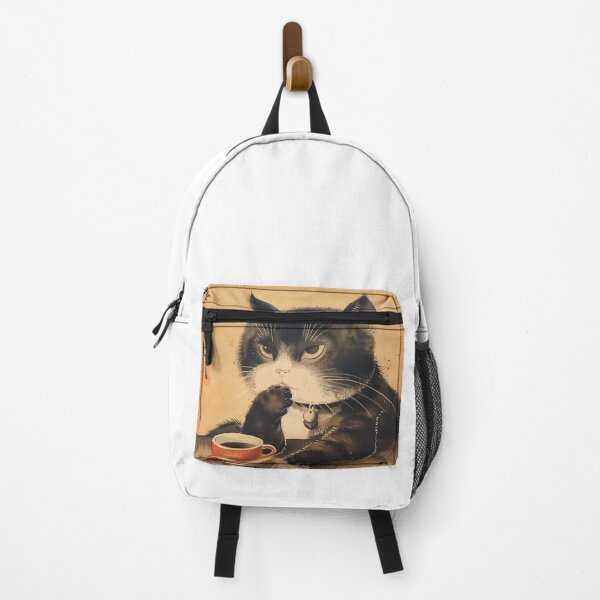 Item preview, Vintage Japan art cute cat with a cup of coffee designed and sold by Anbe_design.
