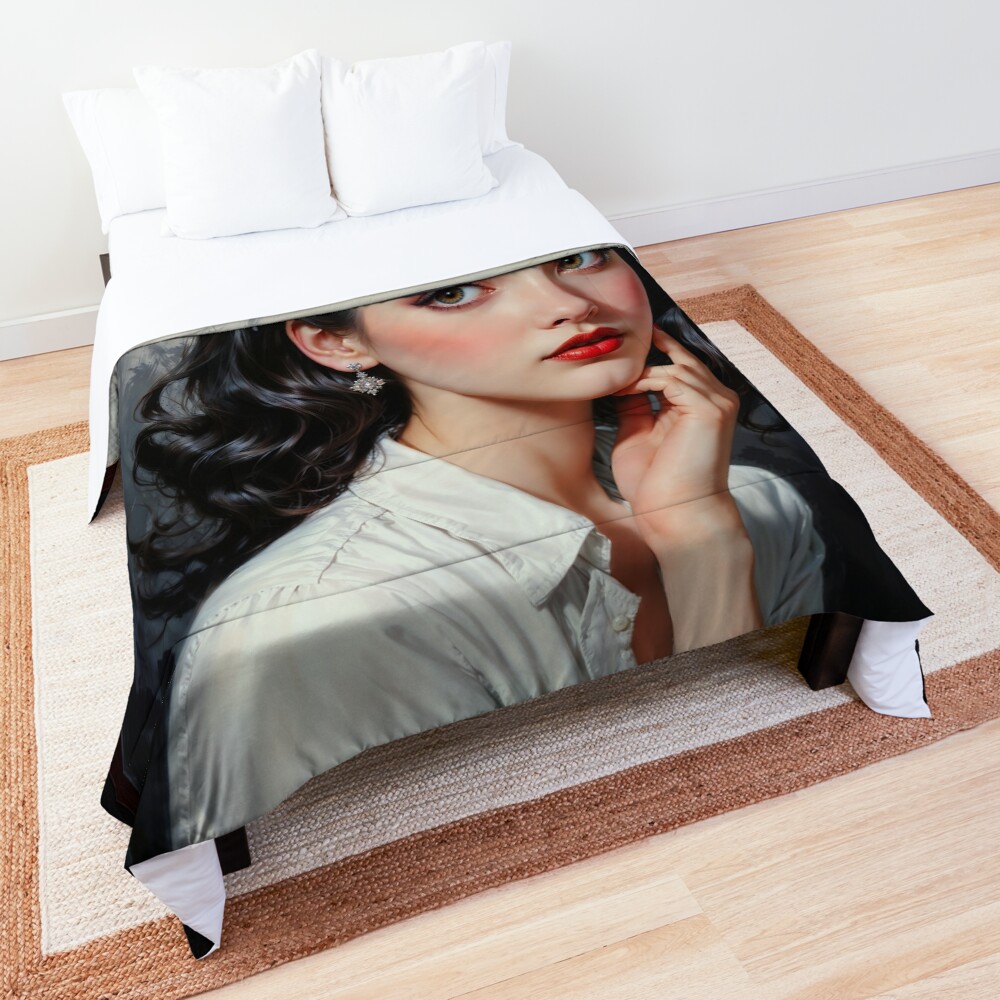 Stunning Vintage-Inspired Portrait of a Thoughtful Young Woman AI Concept Art by Xzendor7 3 Stunning Vintage-Inspired Portrait of a Thoughtful Young Woman Captivating AI Concept Art by Xzendor7 Decorative Art Print Comforter