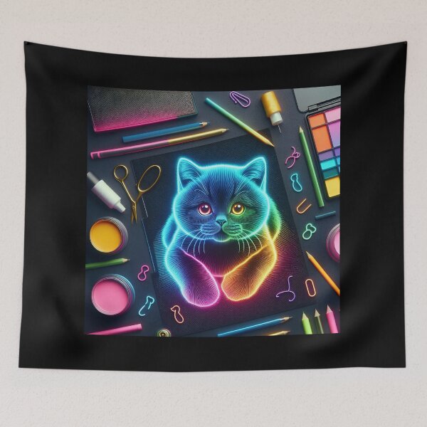 Item preview, Neon Kitty in the Dark #28 Cute Animal Designs designed and sold by Kinyah88.