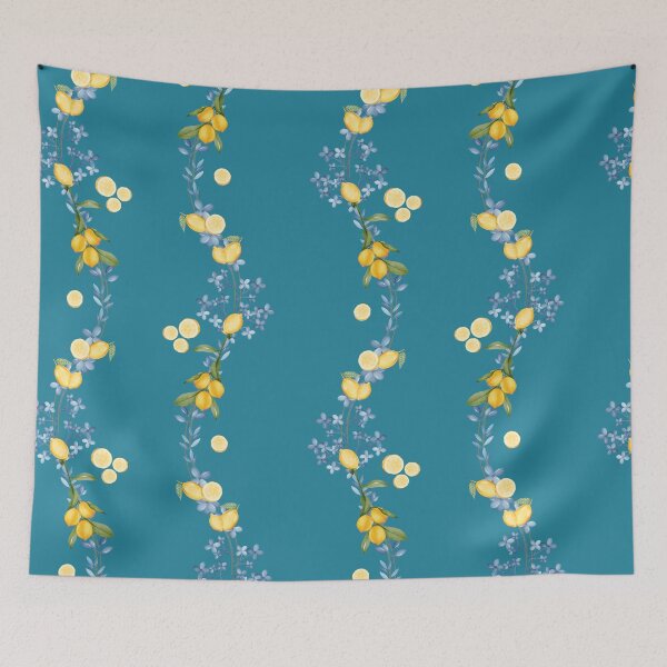 Item preview, Pattern with lemons and blue leaves designed and sold by Lefteris Betsis.