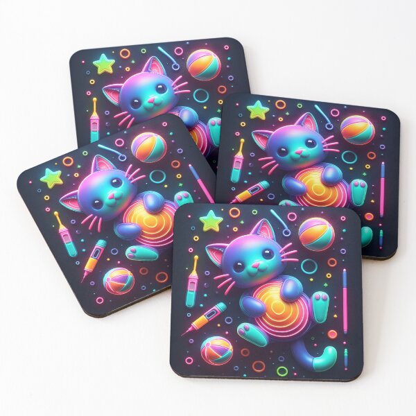 Item preview, Neon Kitty in the Dark #38 Cute Animal Designs designed and sold by Kinyah88.