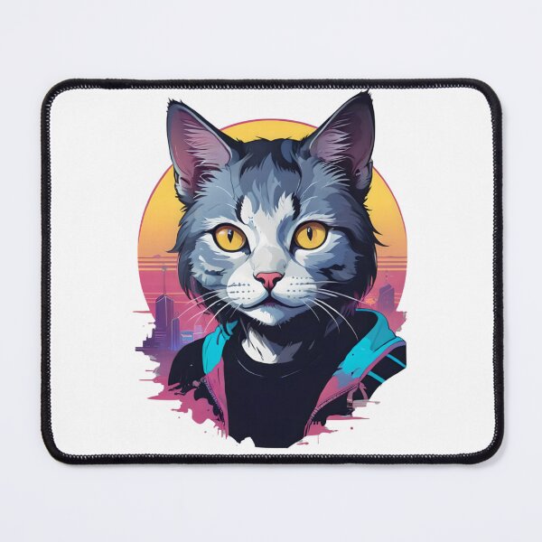 Item preview, Cyberpunk Synthwave Cat Wearing Hoodie designed and sold by cybersalegoods.