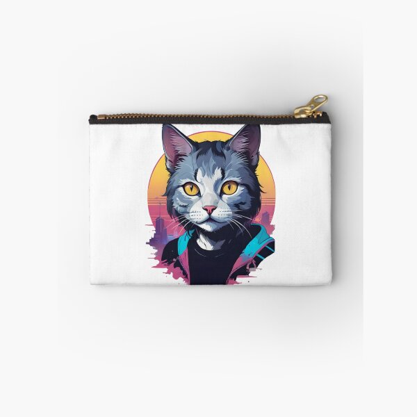 Item preview, Cyberpunk Synthwave Cat Wearing Hoodie designed and sold by cybersalegoods.