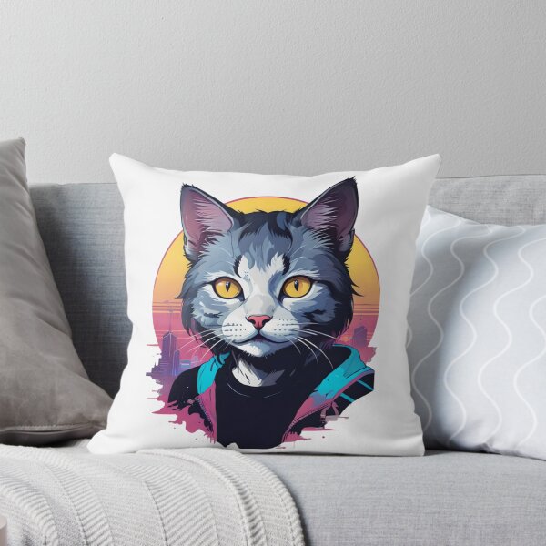 Item preview, Cyberpunk Synthwave Cat Wearing Hoodie designed and sold by cybersalegoods.
