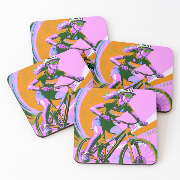Item preview, Vibrant Velocity: MTB Adventure in Pink and Orange Design designed and sold by GrizzlyCollective.