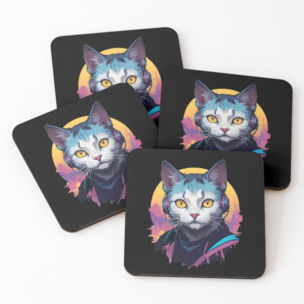 Item preview, Cyberpunk Synthwave Cat in Hoodie designed and sold by cybersalegoods.