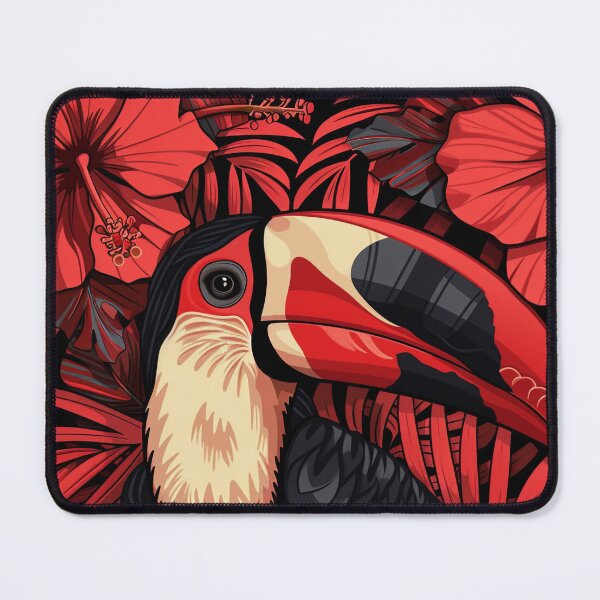 Item preview, Toucan Surrounded by Red Hibiscus Flowers designed and sold by OccultDreams.