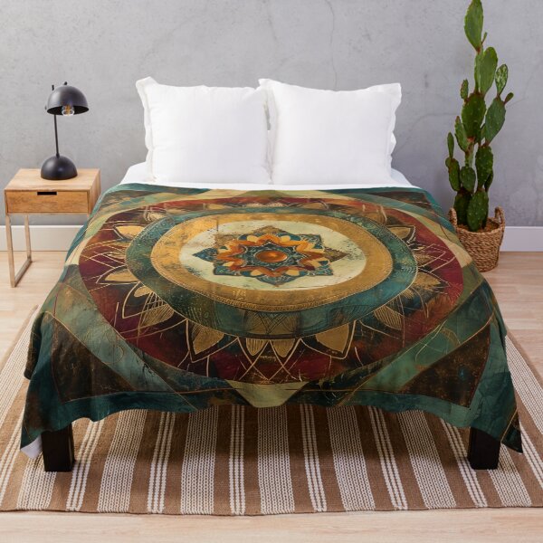Item preview, Lotus of the Ancient Depths: A Mandala Infusion of Spiritual Majesty, Flourishing in a Modern Mosaic of Turquoise and Gold designed and sold by Vic Torys ☆.